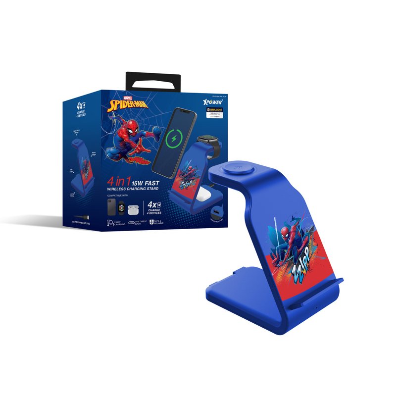 XPower x Marvel WLS6-DSM Spider-Man Series 4-in-1 Multifunctional Wireless Charger - ที่ชาร์จไร้สาย - โลหะ สีน้ำเงิน