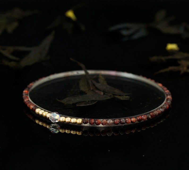 輕奢風 紅虎眼石 14KGF Swarovski 水晶手鍊 - 手鍊/手環 - 寶石 