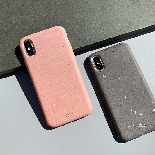 UNIQ iPhone XS/XS Max Element手工貝殼混水泥手機殼-粉色