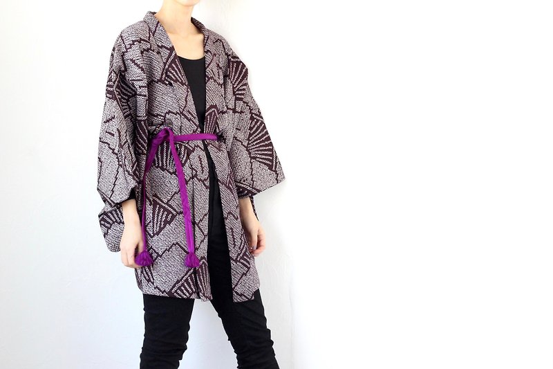 SHIBORI Haori,purple kimono /4133 - ジャケット - シルク・絹 パープル