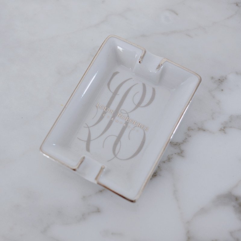 復古法國 LOUIS ROEDERER 香檳雪茄煙灰缸 - 擺飾/家飾品 - 陶 白色