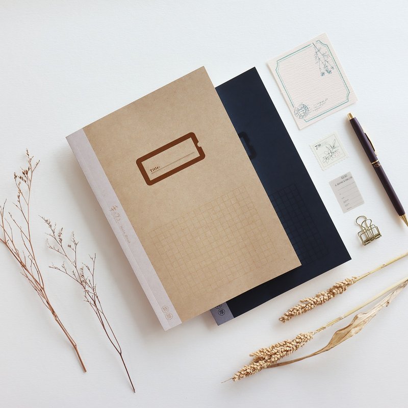 Hand-made / 25K extra-thick grid book (2 colors) - สมุดบันทึก/สมุดปฏิทิน - กระดาษ สีนำ้ตาล