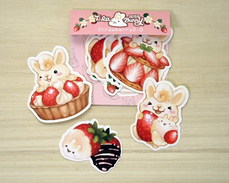 Sticker pack-Strawberry Bunny(Dessert) - Stickers - Paper Red