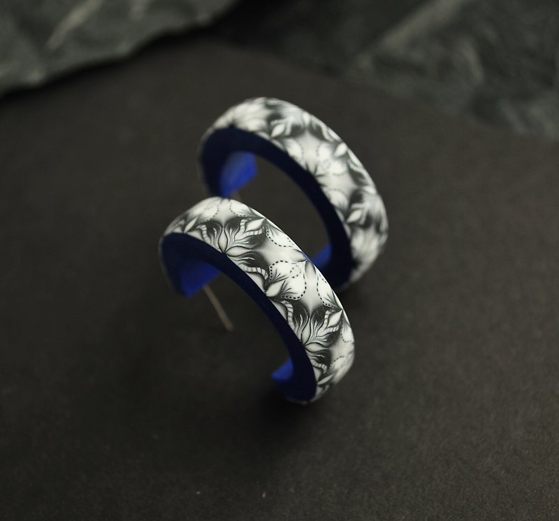 Handmade polymer clay rearrings, kaleidoscope earrings - Earrings & Clip-ons - Clay Blue
