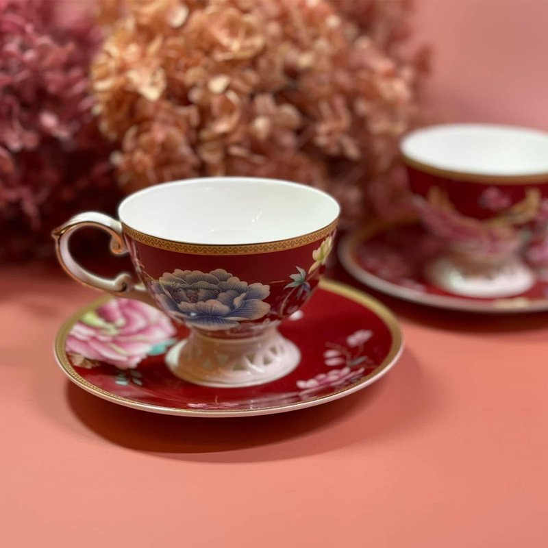 【A&L】Chinese Elegant Bone China Cup Set Gift Box - แก้วมัค/แก้วกาแฟ - เครื่องลายคราม หลากหลายสี