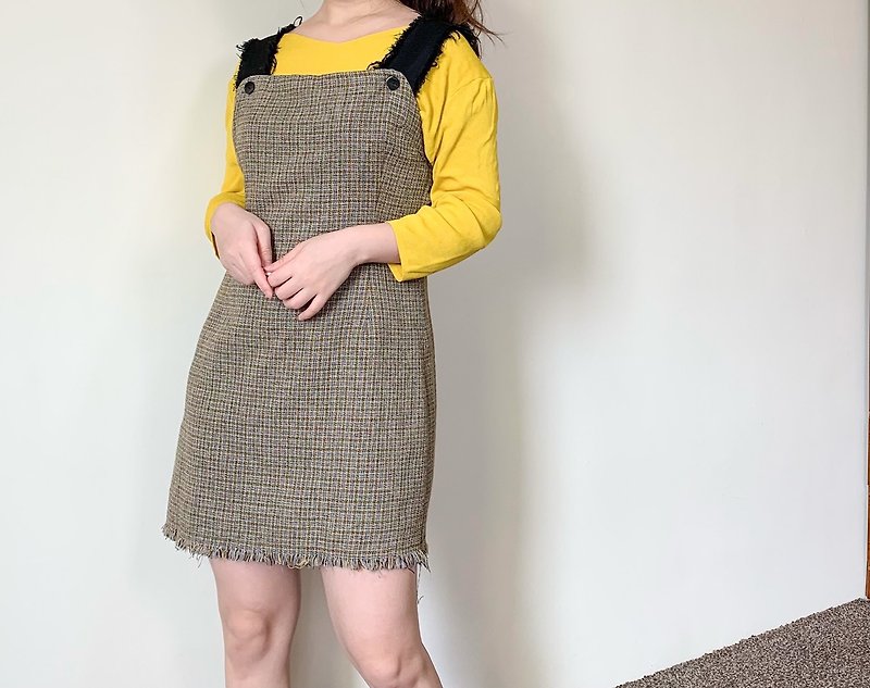 Small checkered vest skirt without edges - One Piece Dresses - Other Materials 