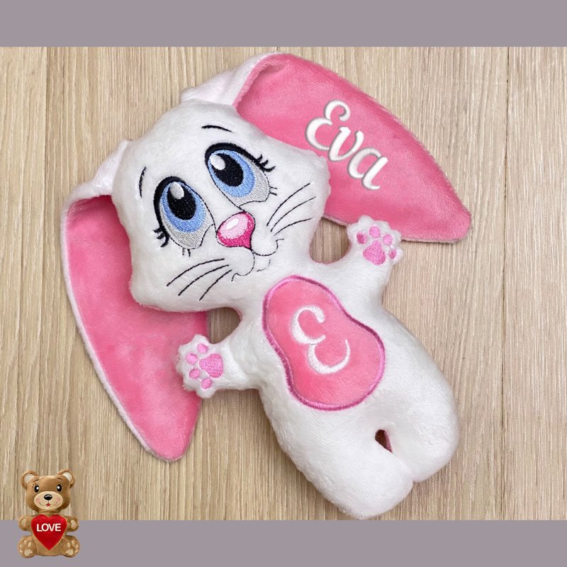 Personalised embroidery Plush Soft Toy Bunny Rabbit - ตุ๊กตา - โลหะ ขาว