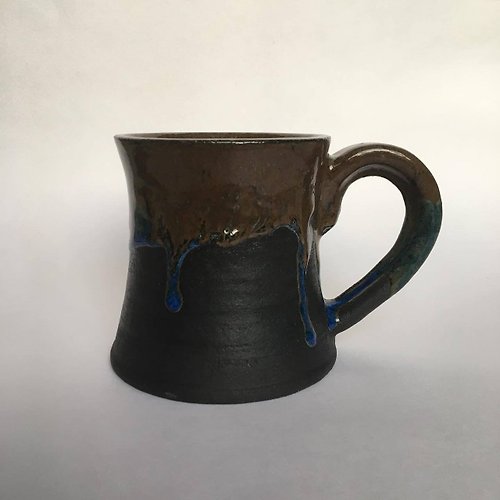 Reiter Crafts Brown, blue and black glazed stoneware mug