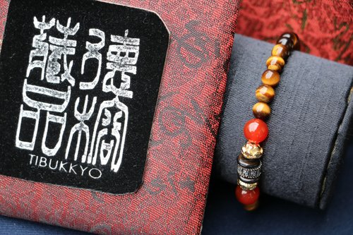 TIBUKKYO德榕藏品 原礦無染色黃虎眼6mm 紅玉髓 虎眼石手鍊 臺北客製化串珠佛珠設計