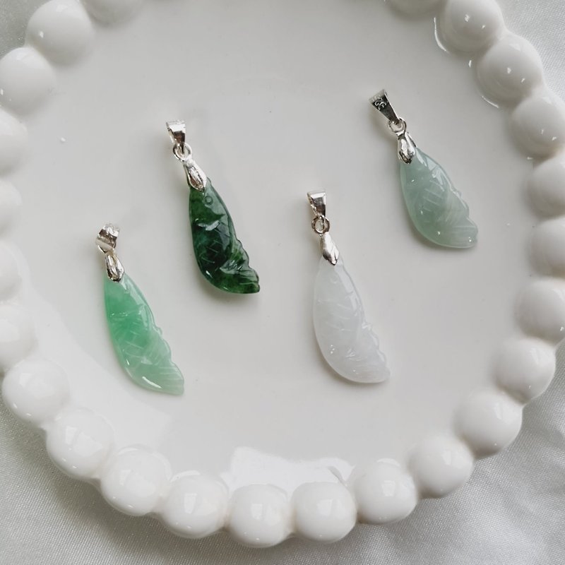Cute ice fish pendant can be fastened at will | Natural Burmese jade A grade jadeite - สร้อยคอ - หยก 