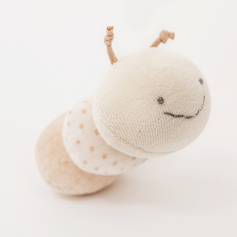 日本製有機棉毛毛蟲手搖鈴 - 嬰幼兒玩具/毛公仔 - 其他材質 卡其色