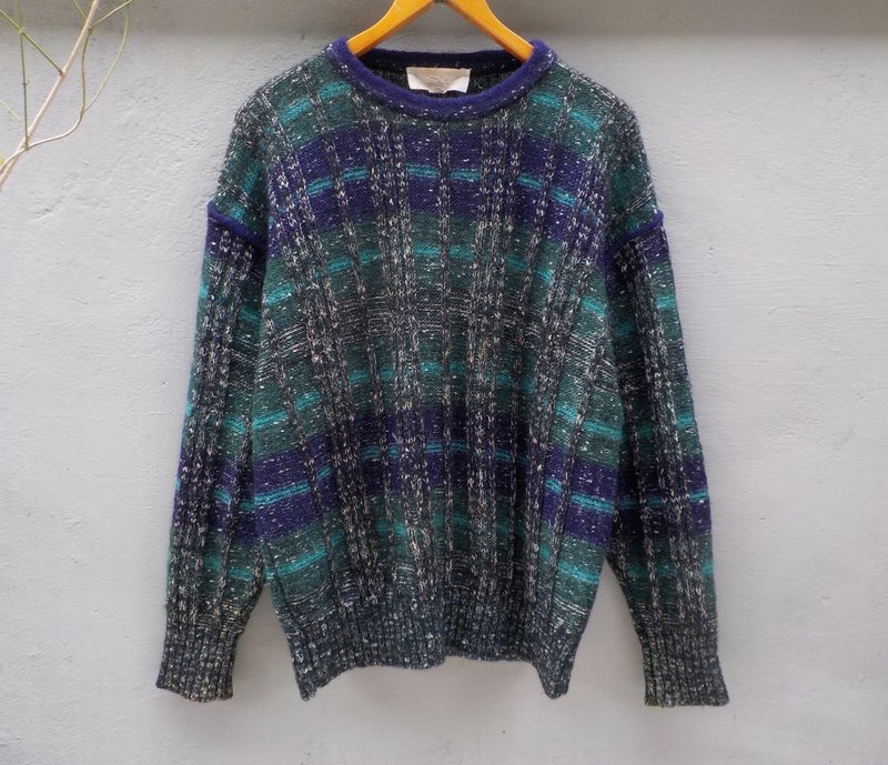 FOAK vintage Italian made starry blue-green gradient knit sweaters - Men's Sweaters - Other Materials Blue