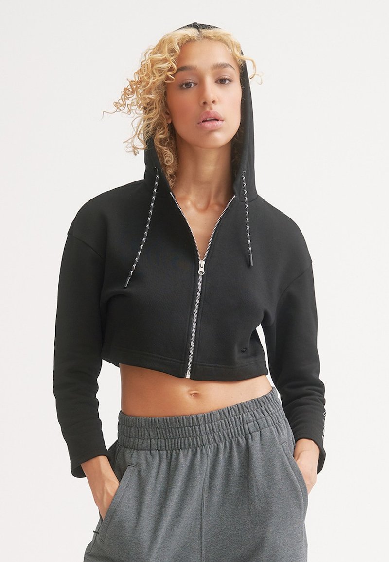 Adelina Zip Hoodie - 女運動上衣/背心 - 其他人造纖維 黑色