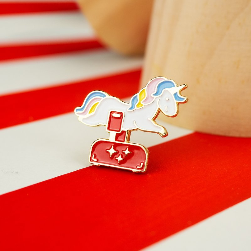 Unicorn Ride Enamel Pin - Brooches - Other Metals Red