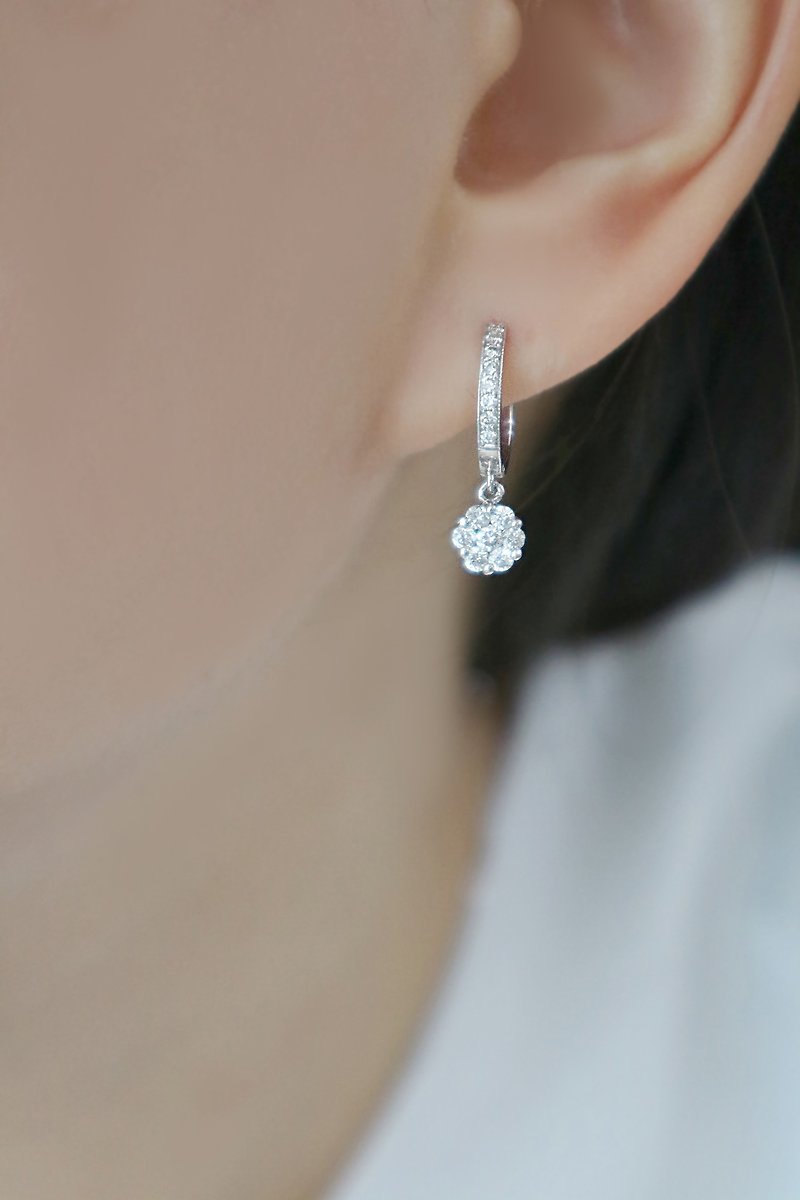 Diamond moon - 耳環/耳夾 - 鑽石 銀色