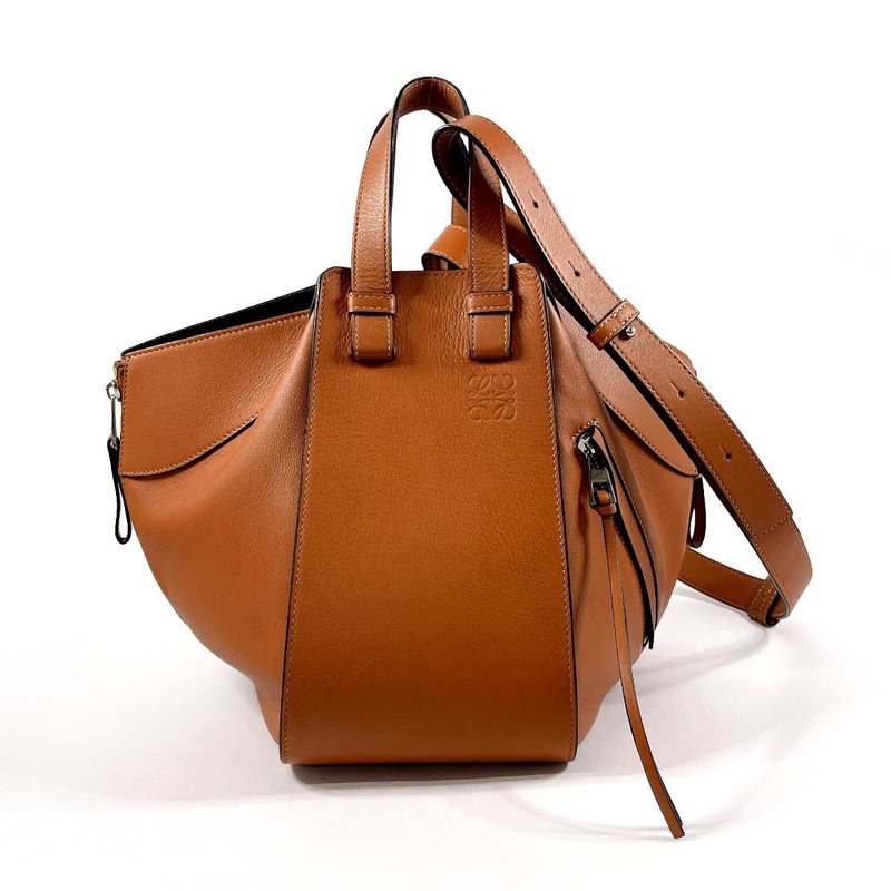 【日本直送 中古美品】ロエベ LOEWE ハンドバッグ ハンモック スモール 2WAY ショルダーバッグ レザー ブラウン - 手提包/手提袋 - 真皮 咖啡色