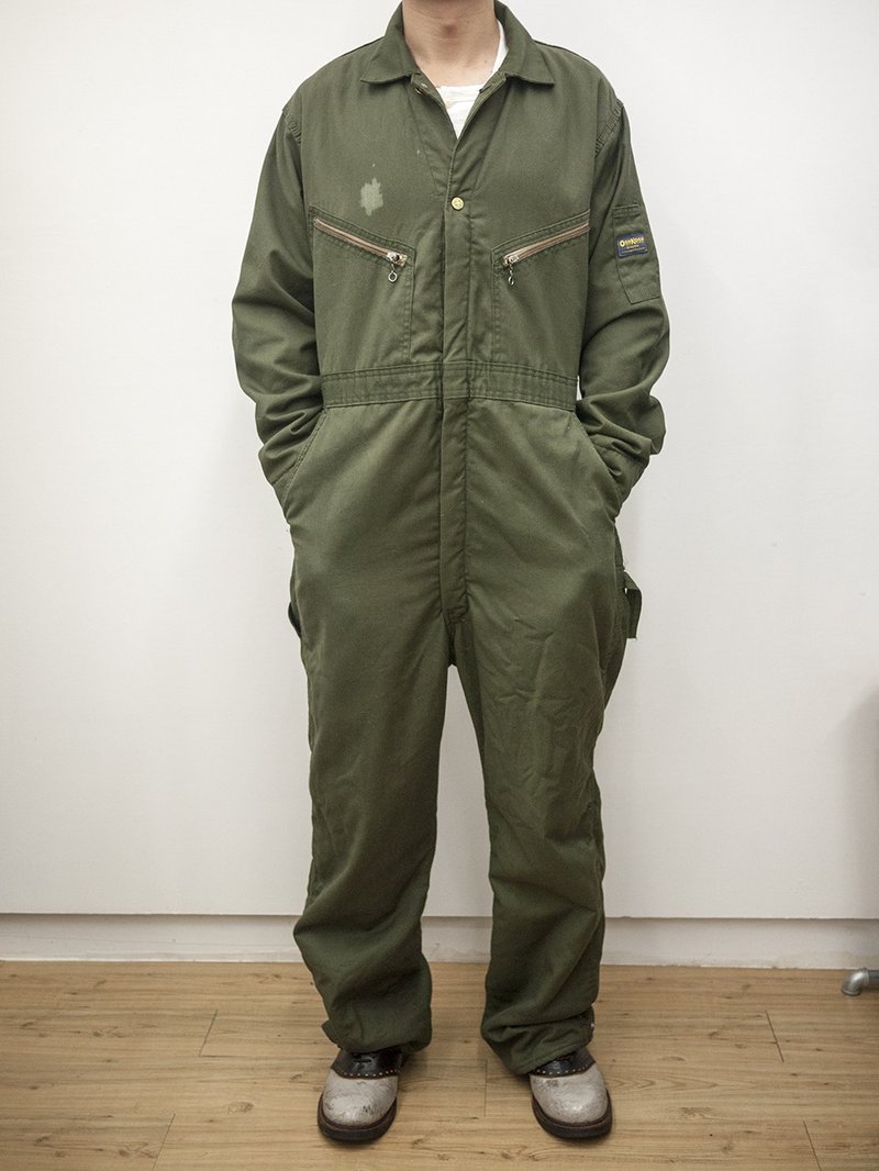 OshKosh B'gosh 橄欖綠 鋪棉 連身工作服 作業服 coveralls 古著 - 吊帶褲/連身褲 - 棉．麻 綠色