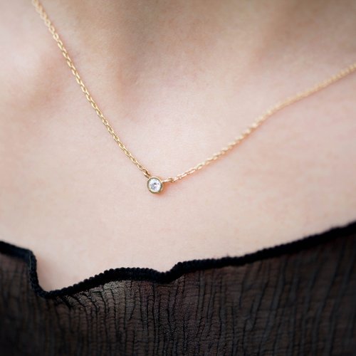 K18YG×Diamond 0.06ct / Pleine Lune -Necklace- - 設計館ECETY