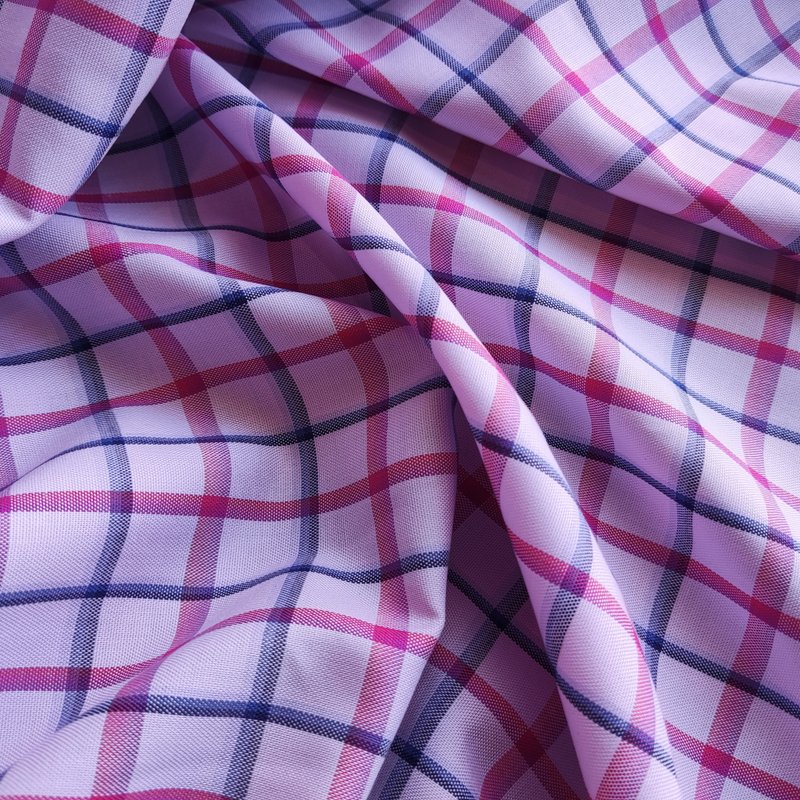 Anti-wrinkle window type plaid first dyed fabric - Knitting, Embroidery, Felted Wool & Sewing - Cotton & Hemp Pink