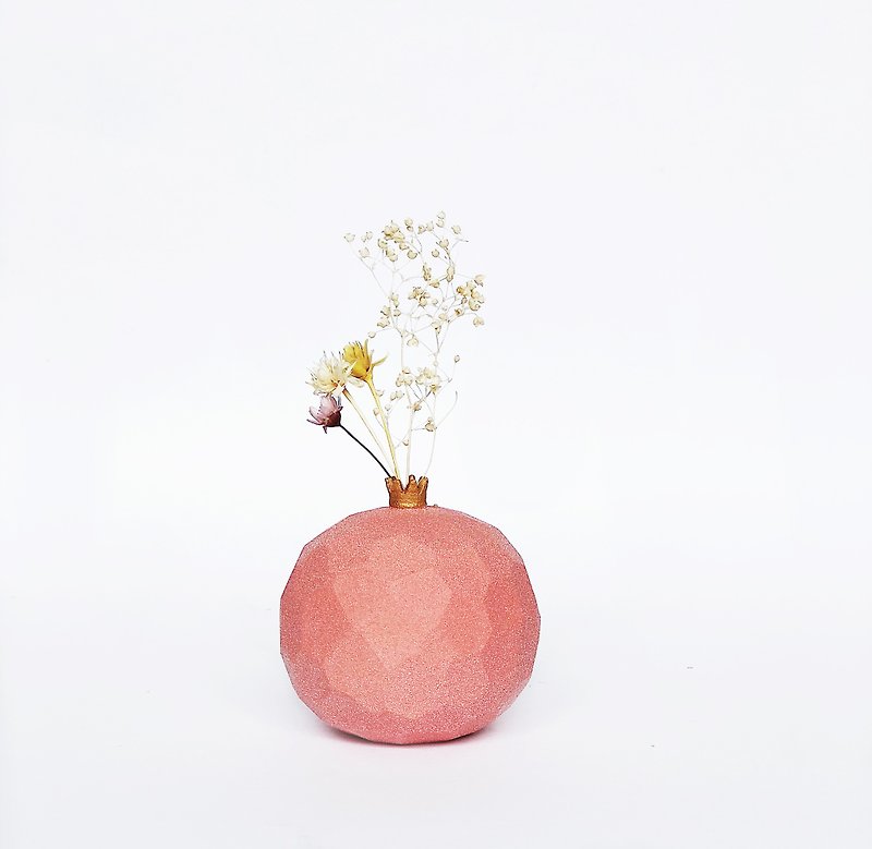 手作りセラミックザクロ型ミニフラワーコーラルピンク - 花瓶・植木鉢 - 磁器 レッド