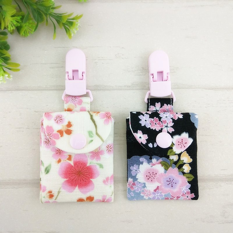 Cherry blossoms - 2 colors optional. Ping Fu bag (can increase 40 embroidered name) - ซองรับขวัญ - ผ้าฝ้าย/ผ้าลินิน สีดำ