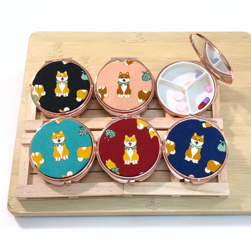 可愛柴犬.A/玫瑰金.攜帶型藥盒.藥品分格收納盒.耳環小飾品可收納 - 居家收納/收納盒/儲物盒 - 棉．麻 多色