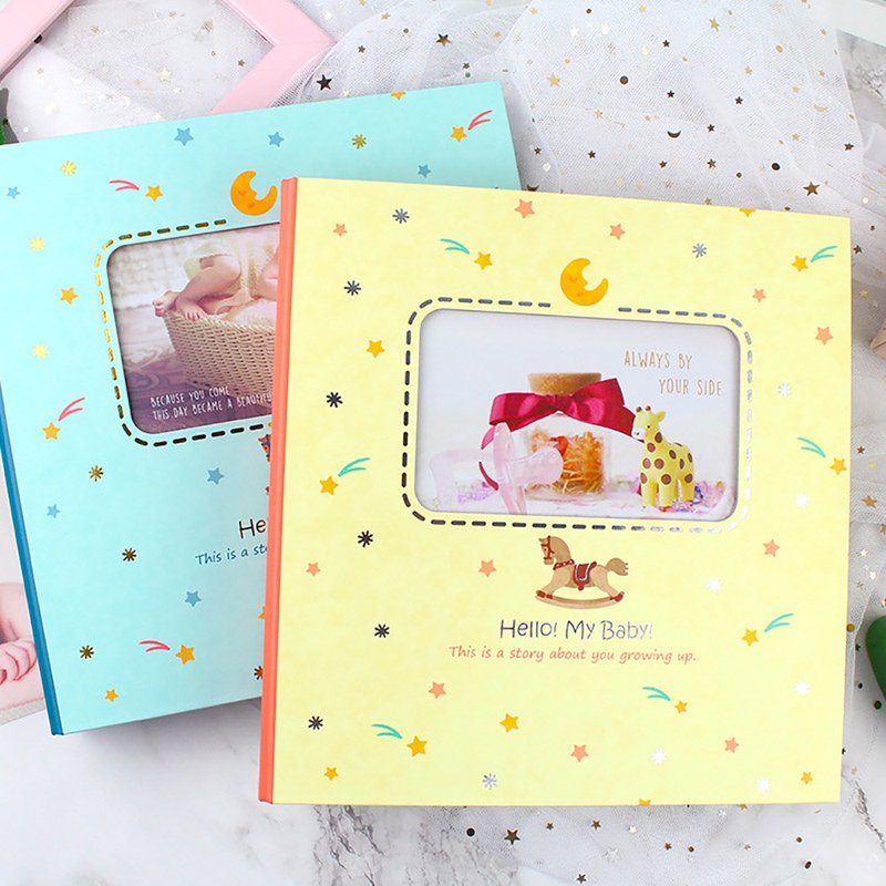 Chuyu 12K3 hole little wooden horse baby album/newborn growth album gift box-self-adhesive/15 sheets - อัลบั้มรูป - วัสดุอื่นๆ หลากหลายสี