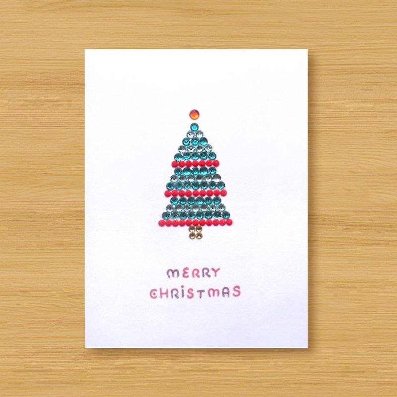 Hand-studded card _ Shiny cake Christmas tree _A - การ์ด/โปสการ์ด - กระดาษ สีเขียว