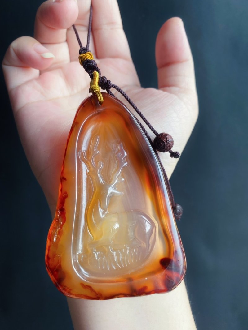 【售出】獨特天然瑪瑙 一路有你 鹿 原石切片 包掛 掛件 車掛 設 - 項鍊 - 水晶 咖啡色