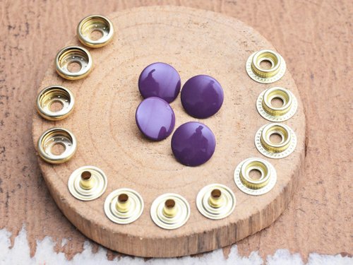 港產皮革｜Leatherism Handmade Products 大跳豆系列—15mm釦面四合釦 深紫色 PURPLE(4入組) 皮革DIY 配件