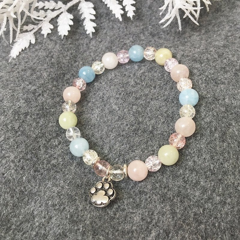 Pet baby :: bright colors - natural ore / Morgan Stone/ ice blasting water / sterling silver bracelets bracelet - Bracelets - Gemstone Pink