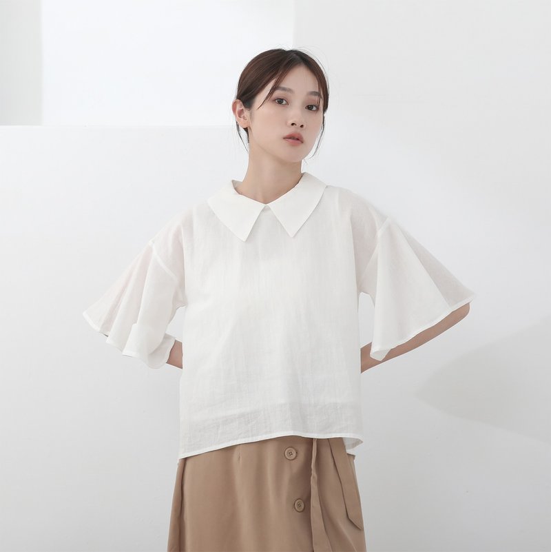 【經典原創】Secret_秘密棉麻襯衫_CLT005_白 - 女襯衫 - 棉．麻 白色