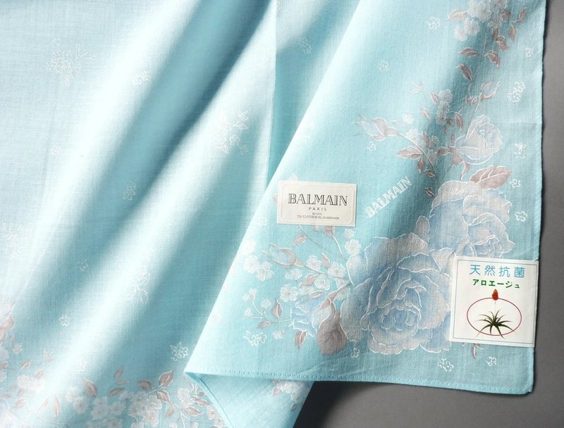 Pierre Balmain Paris Vintage Handkerchief Women Handkerchief 23 x 22.5 inches - Scarves - Cotton & Hemp Blue