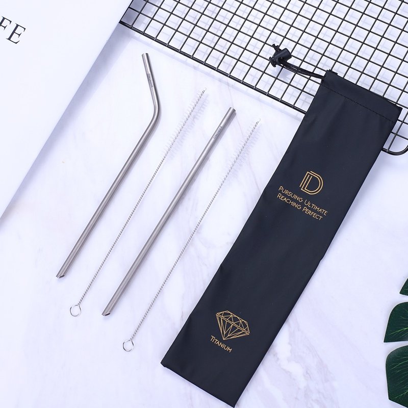 鑽石鈍角純鈦吸管【F】組 - 環保飲管 - 其他金屬 灰色