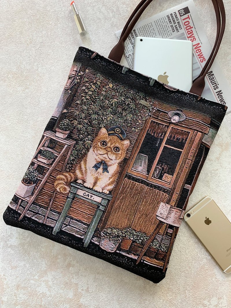 Handmade Shoulder / Tote Bag / Jacquard Weave / Water Repellent - กระเป๋าแมสเซนเจอร์ - วัสดุอีโค สีนำ้ตาล