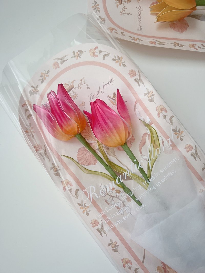 寄語花箋 桃紅 樹脂鬱金香花飾 - 擺飾/家飾品 - 樹脂 紅色