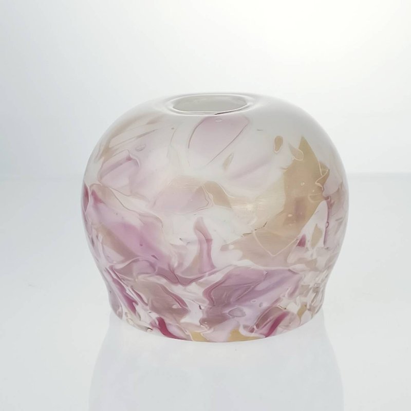 Rose Gold small mouth vase handmade glass flower vessel purely hand blown - เซรามิก - แก้ว หลากหลายสี