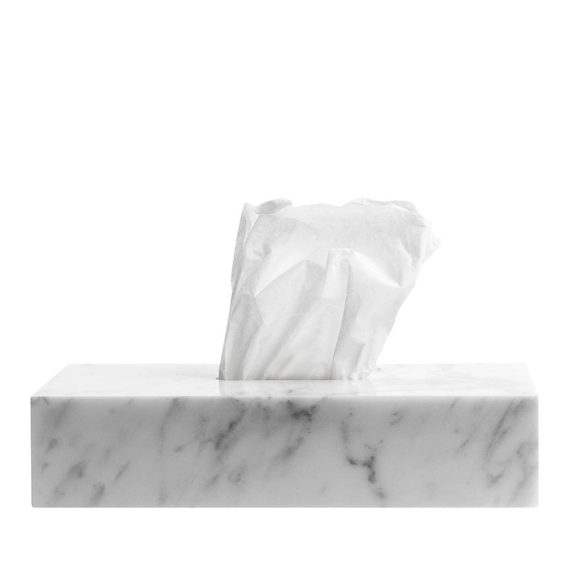 Marble Jazz White Tissue Box Top Box—Customizable - กล่องทิชชู่ - หิน สีใส