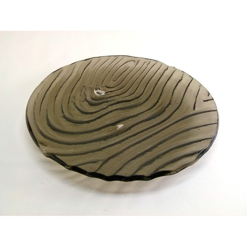 Zen swirl glass disc (30x 30cm) - 35012 - จานเล็ก - แก้ว สีนำ้ตาล