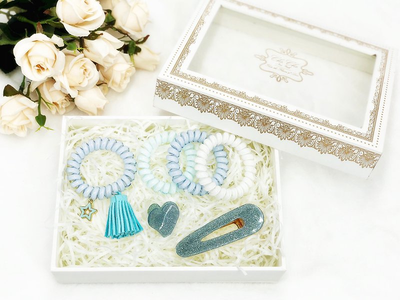 Lovely Hair Accessory Box Set (Pastel Blue) - Hair Accessories - Plastic Blue