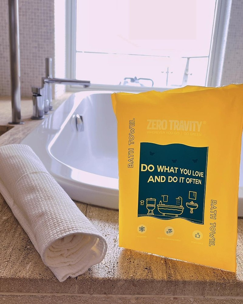 【Must-Have Item】Medical Grade Sterilisation x Biodegradable Bath Towel - Camping Gear & Picnic Sets - Plants & Flowers Yellow