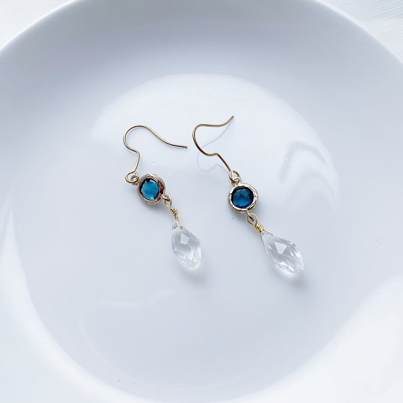 Rotund Gemstone drop earrings (lake green / amber coffee / Gemstone blue / purple elegant) - ต่างหู - วัสดุอื่นๆ 