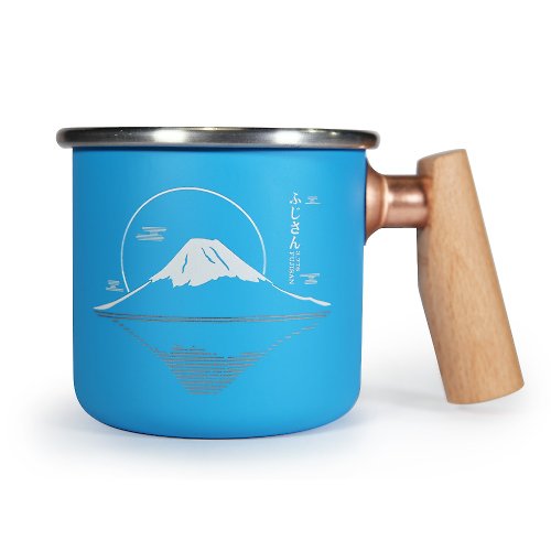 Truvii-享自然的品味玩家 【客製化禮物】木柄 白鐵杯 400ml(富士山) 聖誕節
