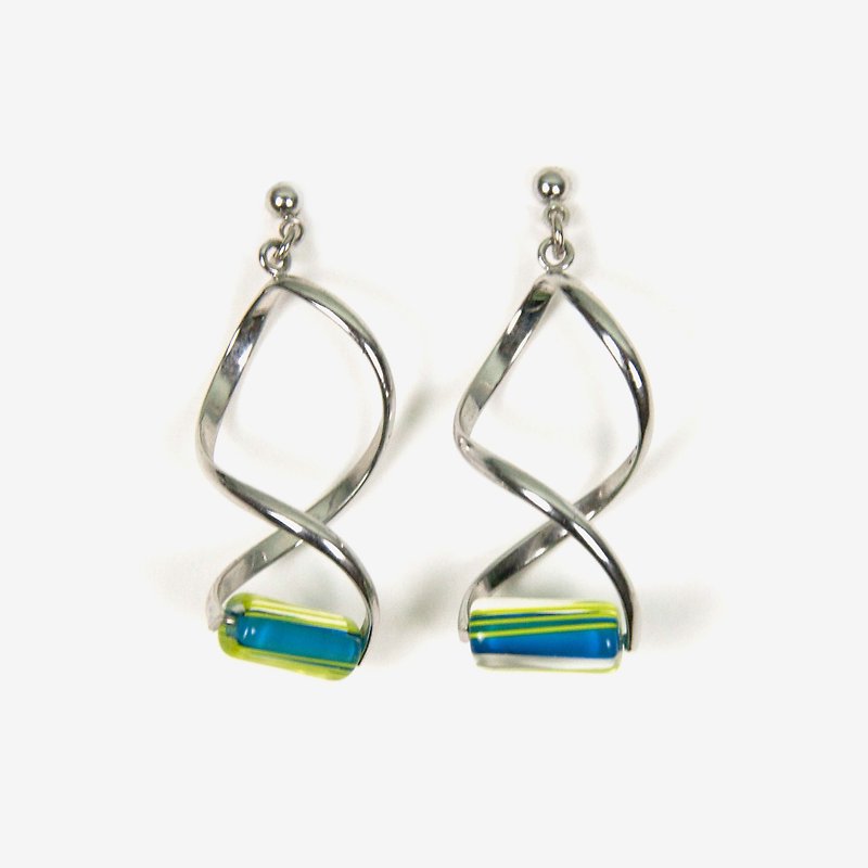 Minimalist Geometric Spiral Curve Earrings - Earrings & Clip-ons - Colored Glass Blue