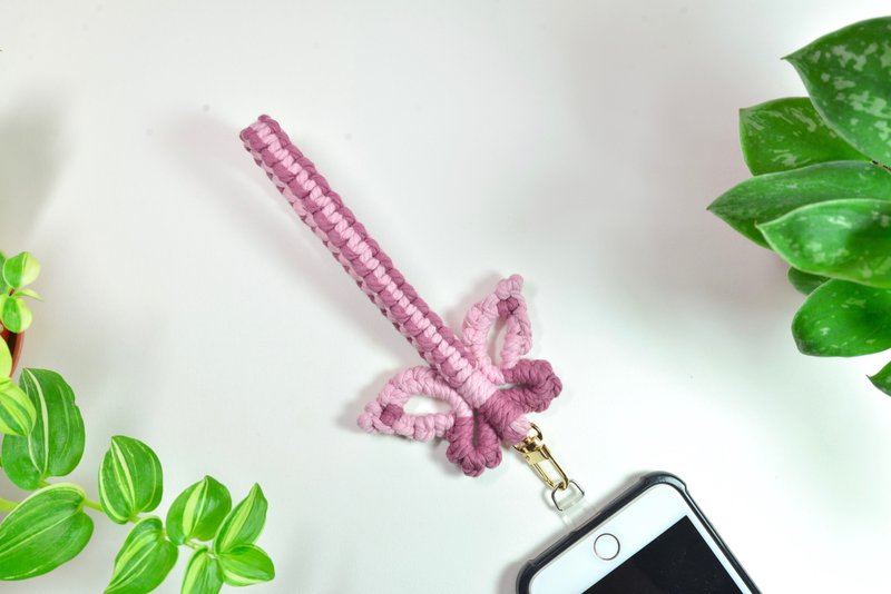 Braided butterfly shape mobile phone lanyard DIY material package - Knitting, Embroidery, Felted Wool & Sewing - Cotton & Hemp 