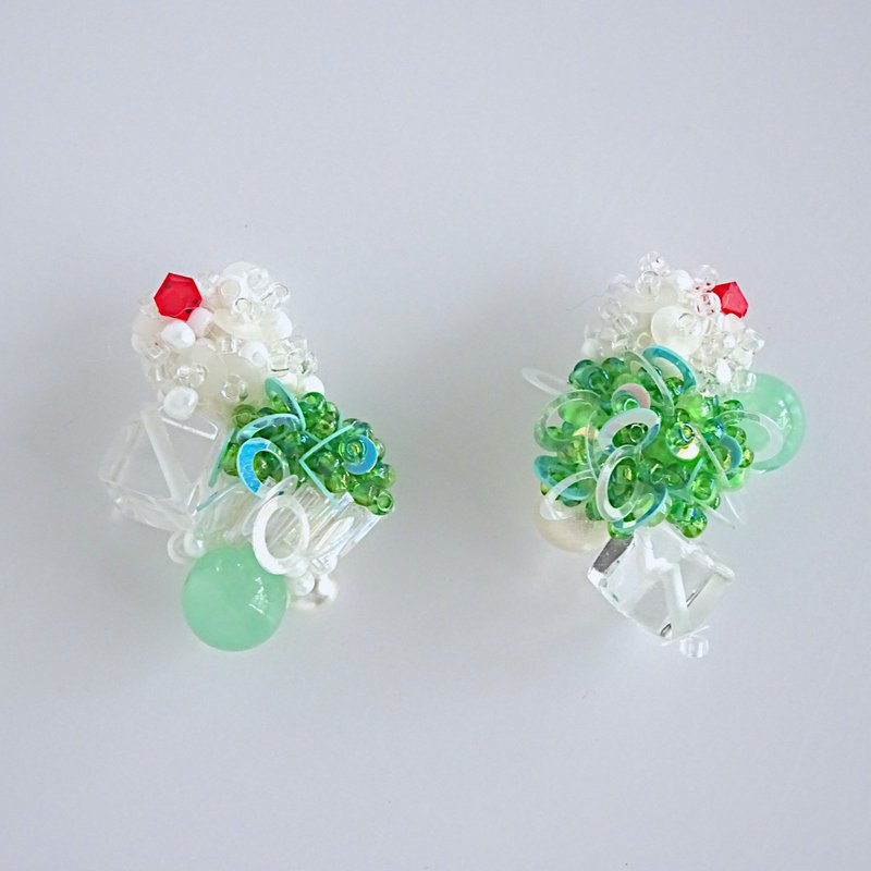 哈密瓜蘇打耳環 - 耳環/耳夾/耳骨夾 - 半寶石 綠色