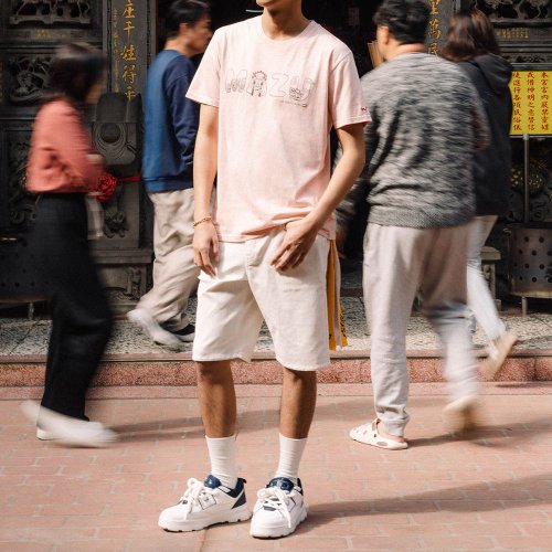 EDWIN 臺灣總代理 EDWIN 男款 白沙屯 媽祖聖母冠潮流短袖T恤 (淡粉紅) #上衣
