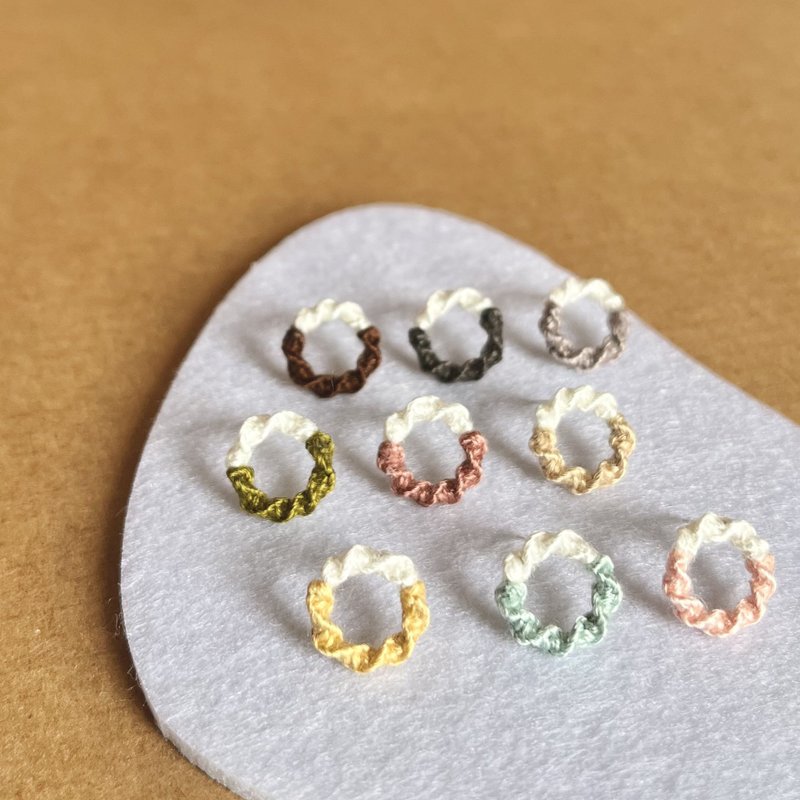 Mini Donut Earrings | Custom Braided Earrings - ต่างหู - งานปัก หลากหลายสี
