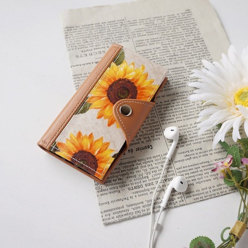 Sunflower ★ iPhoneSE / 5 / 5s / 5SE ★ Handbook type smart case 【Beige × Camel】 - Phone Cases - Waterproof Material Orange