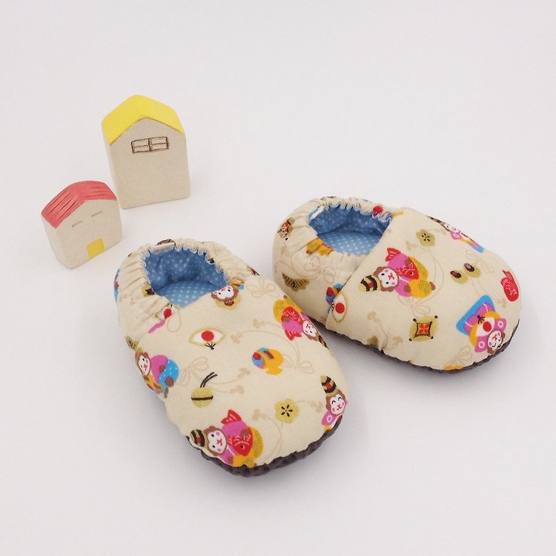HBS handmade doll shoes - kimono Jade Monkey - Kids' Shoes - Cotton & Hemp Gold